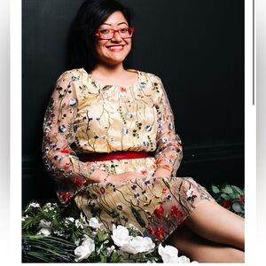 Tahari Arthur S. Levine Embroidered floral dress